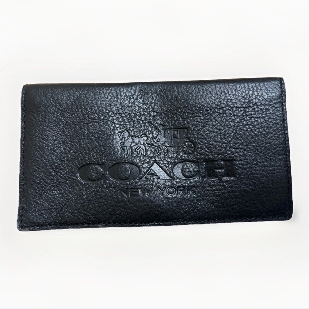 Coach Black Leather Checkbook Cover – Horse & Carriage, Classic Logo